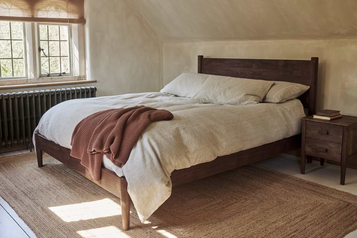 Anbu Acacia Bed - Washed Walnut-BEDROOM FURNITURE-Nkuku
