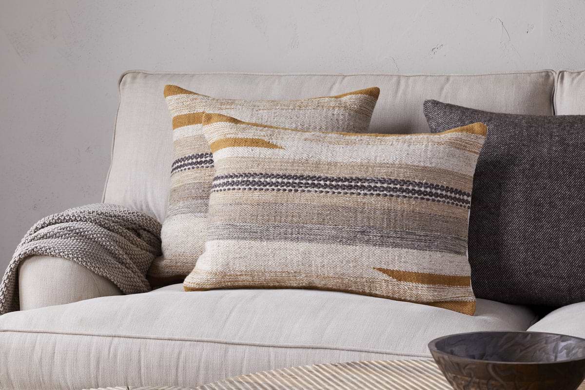 Aravali Wool Cushion Cover - Ochre-TEXTILES-Nkuku