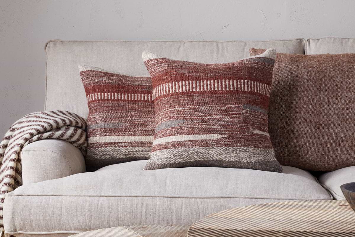 Aakash Wool Cushion Cover - Rust-TEXTILES-Nkuku