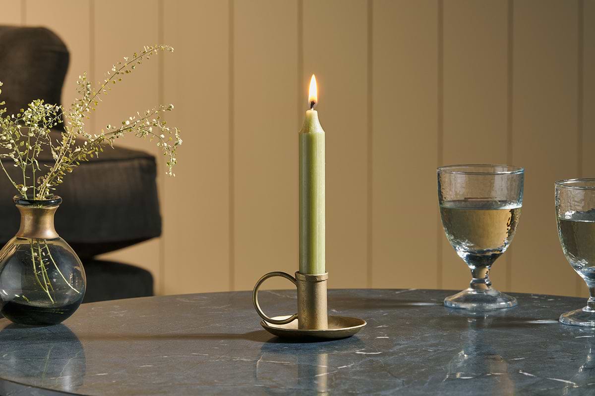 Amri Iron Candlestick - Antique Brass-CANDLES HOLDERS & LANTERNS-Nkuku