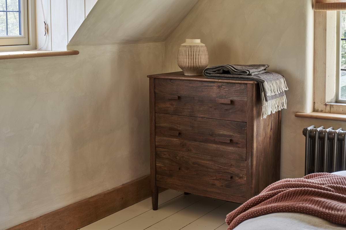 Anbu Acacia Chest of Drawers - Washed Walnut-BEDROOM FURNITURE-Nkuku