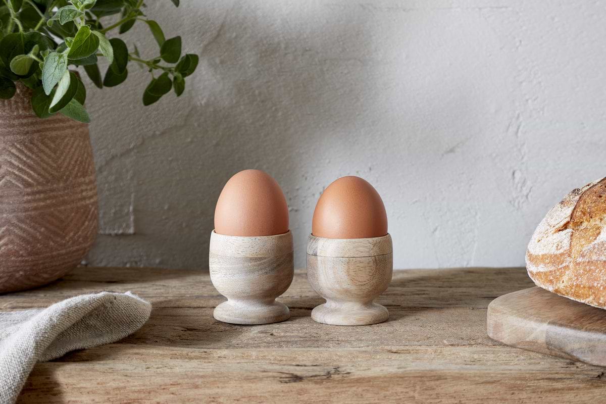 Awa Wooden Egg Cup - Natural - (Set of 2)-KITCHEN & DINING ACCESSORIES-Nkuku