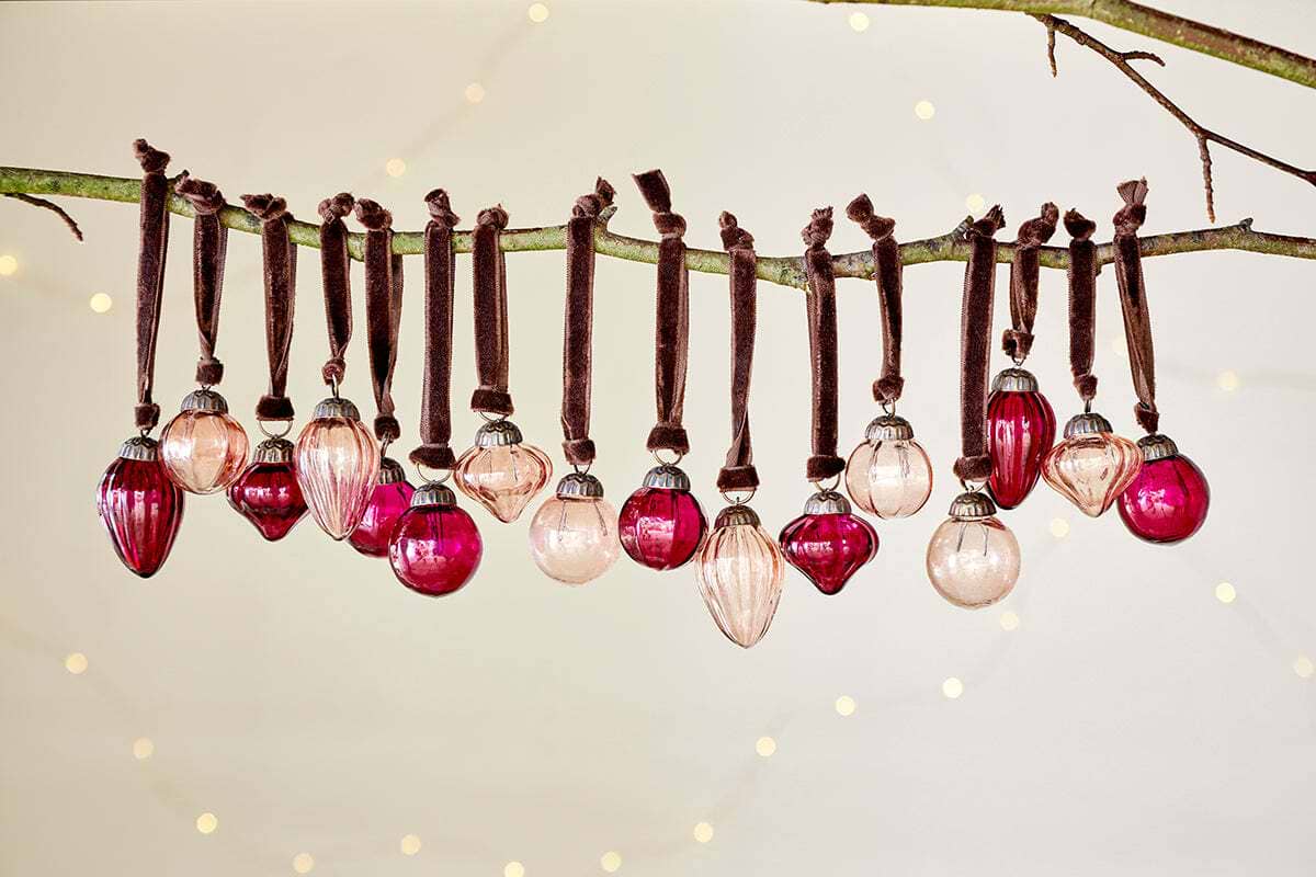 Adisa Bauble Jar - Ruby & Copper (Set of 16)-CHRISTMAS DECORATIONS-Nkuku