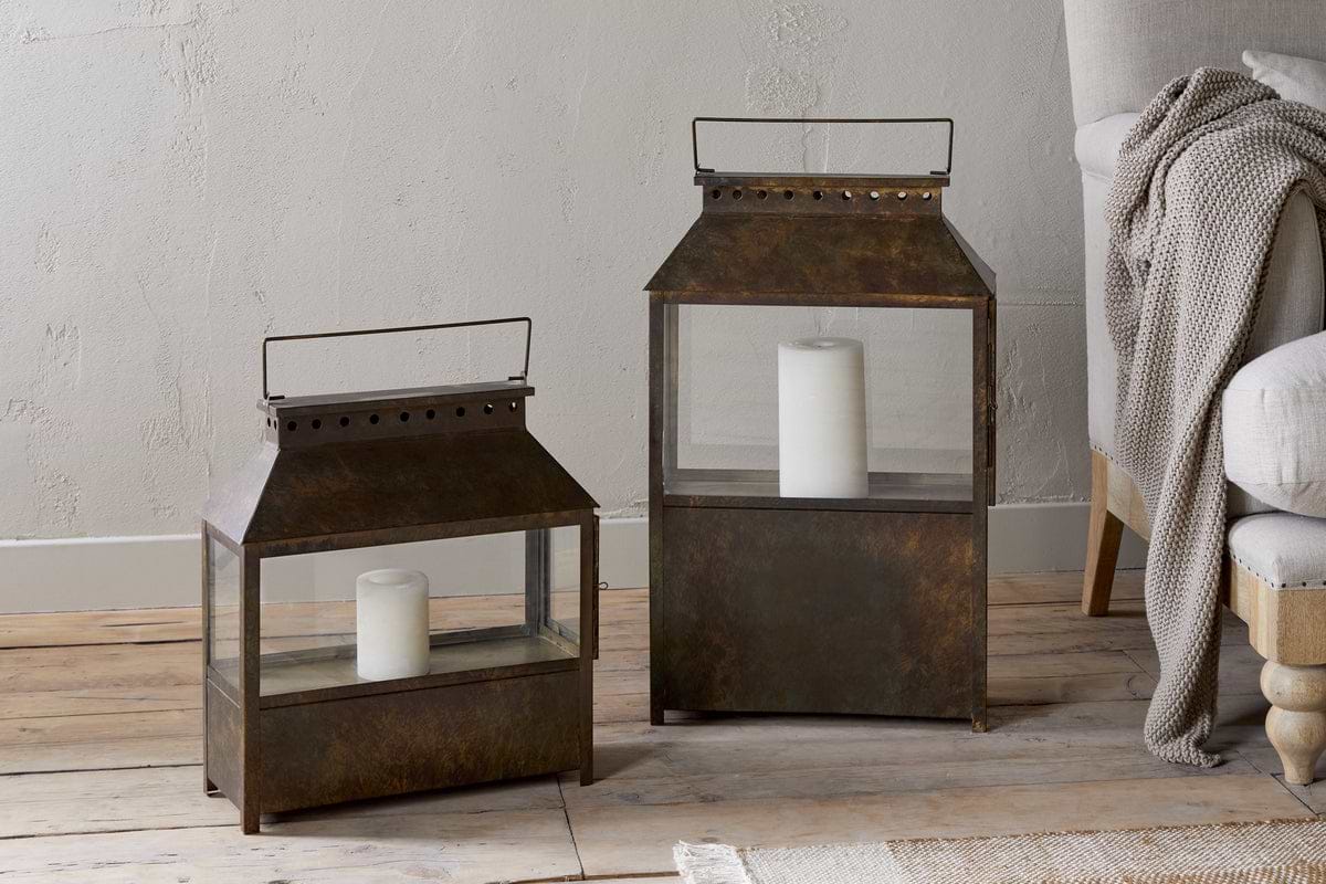 Akoko Brown Patina Wide Lantern - Brown Patina-nkuku – Nkuku