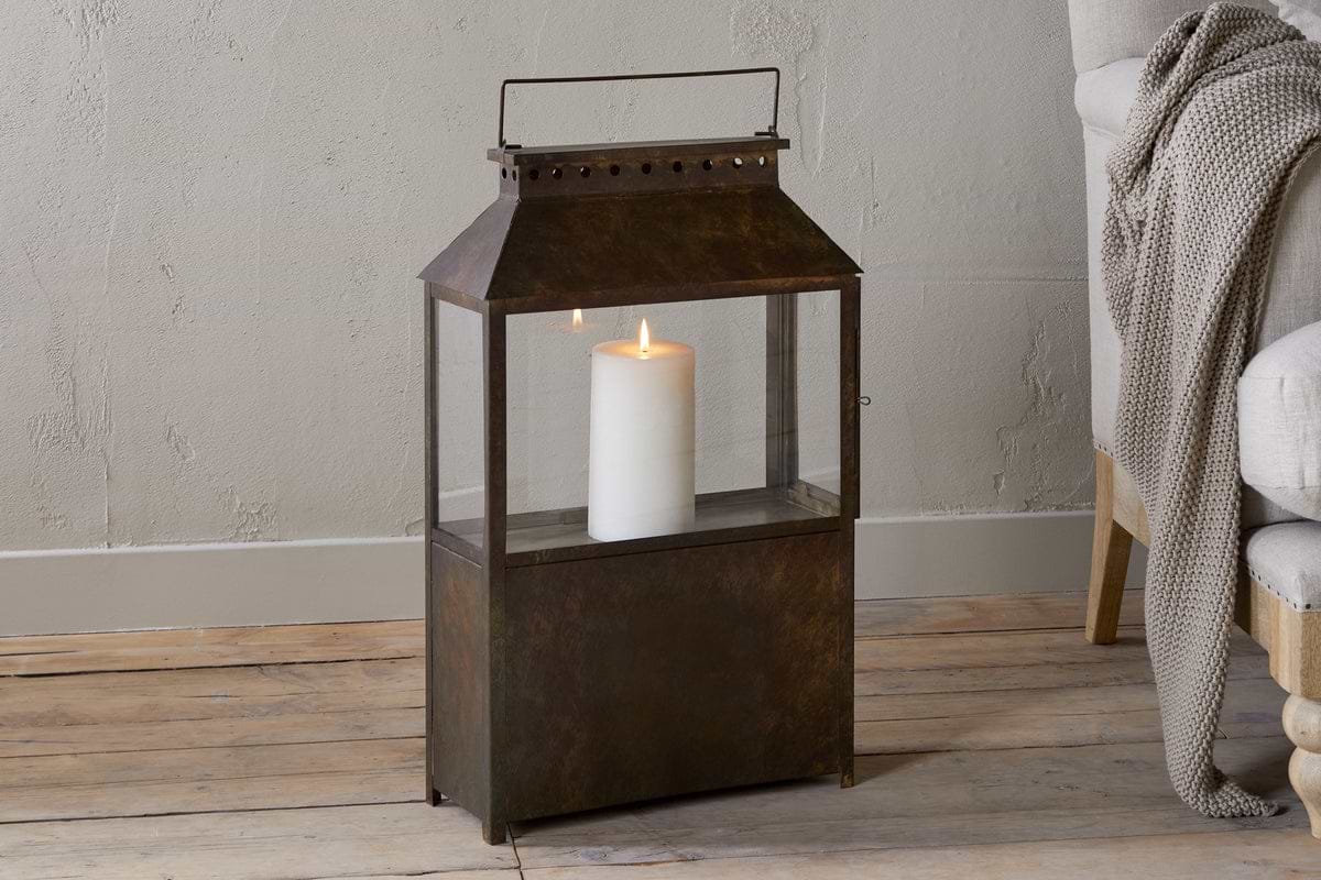 Akoko Wide Lantern - Brown Patina