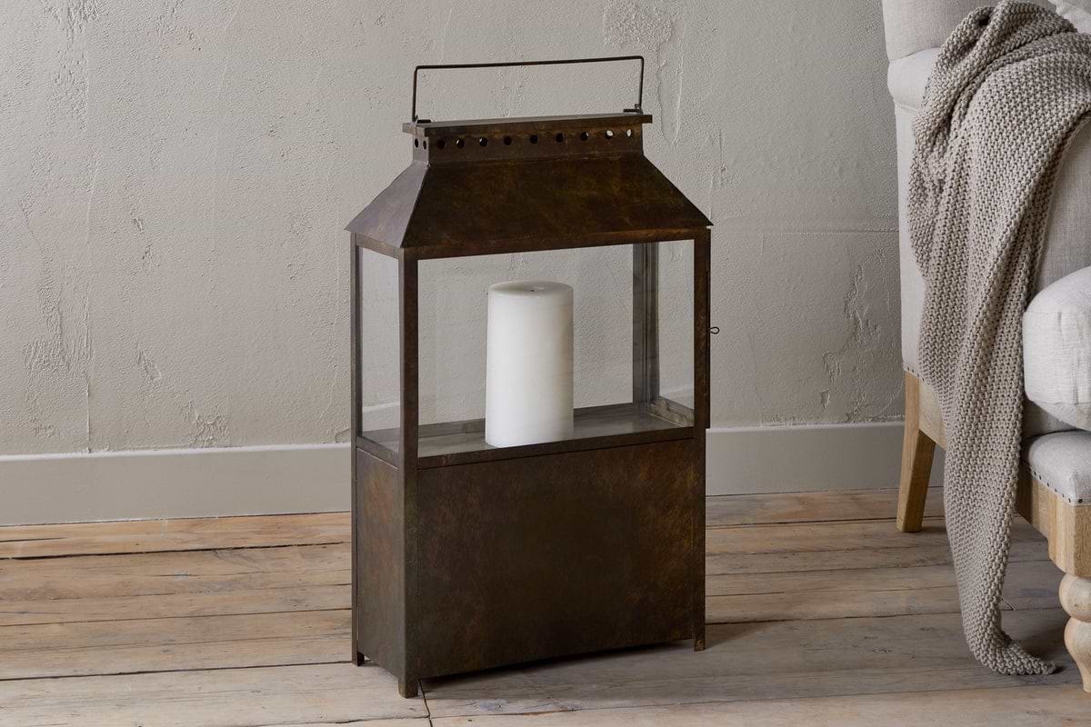 Akoko Wide Lantern - Brown Patina