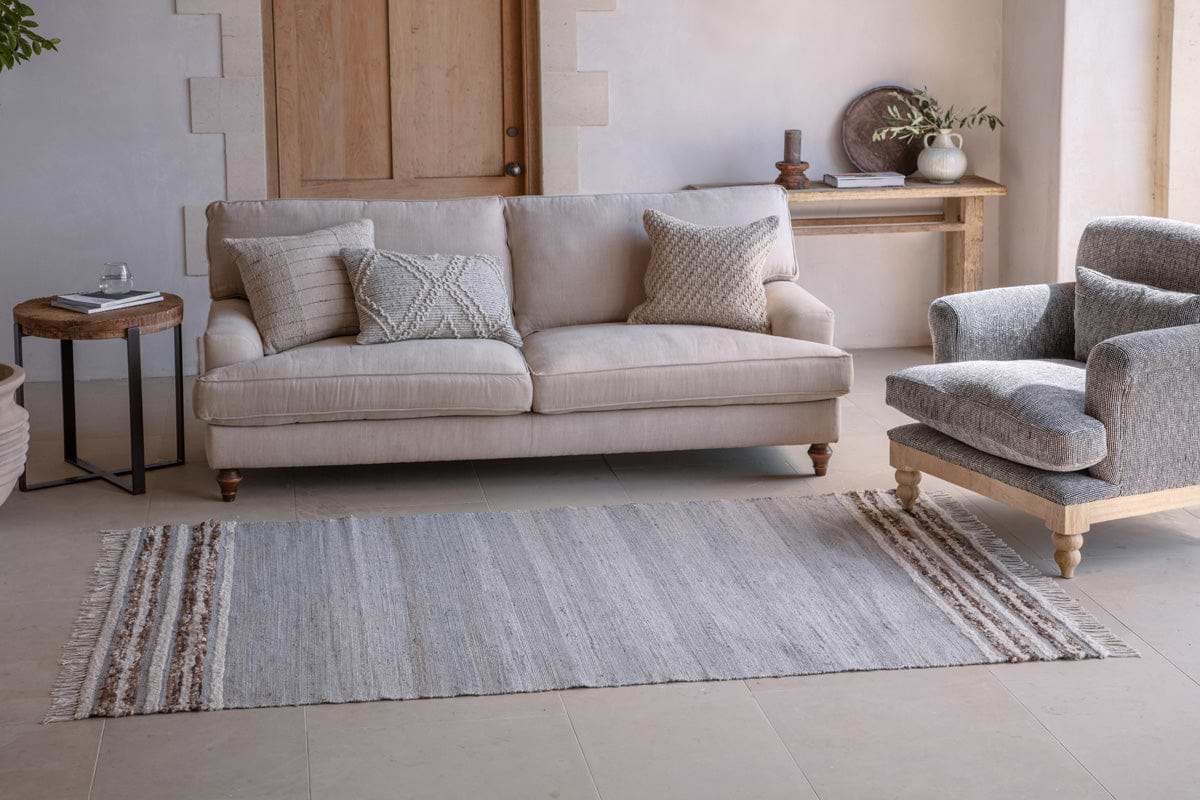 Aadita Jute & Wool Rug - Grey-RUGS-Nkuku