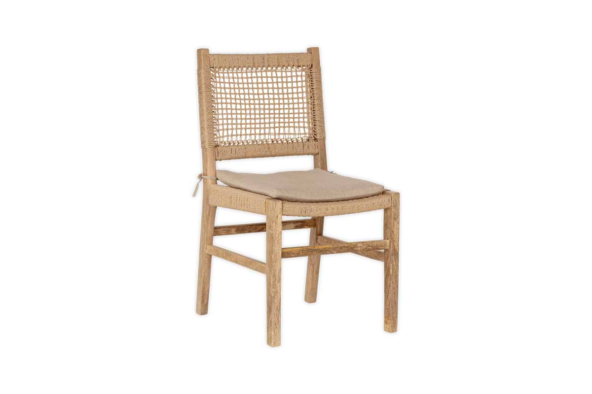 Aamani Mango Wood & Cord Dining Chair - Natural-SEATING-Nkuku