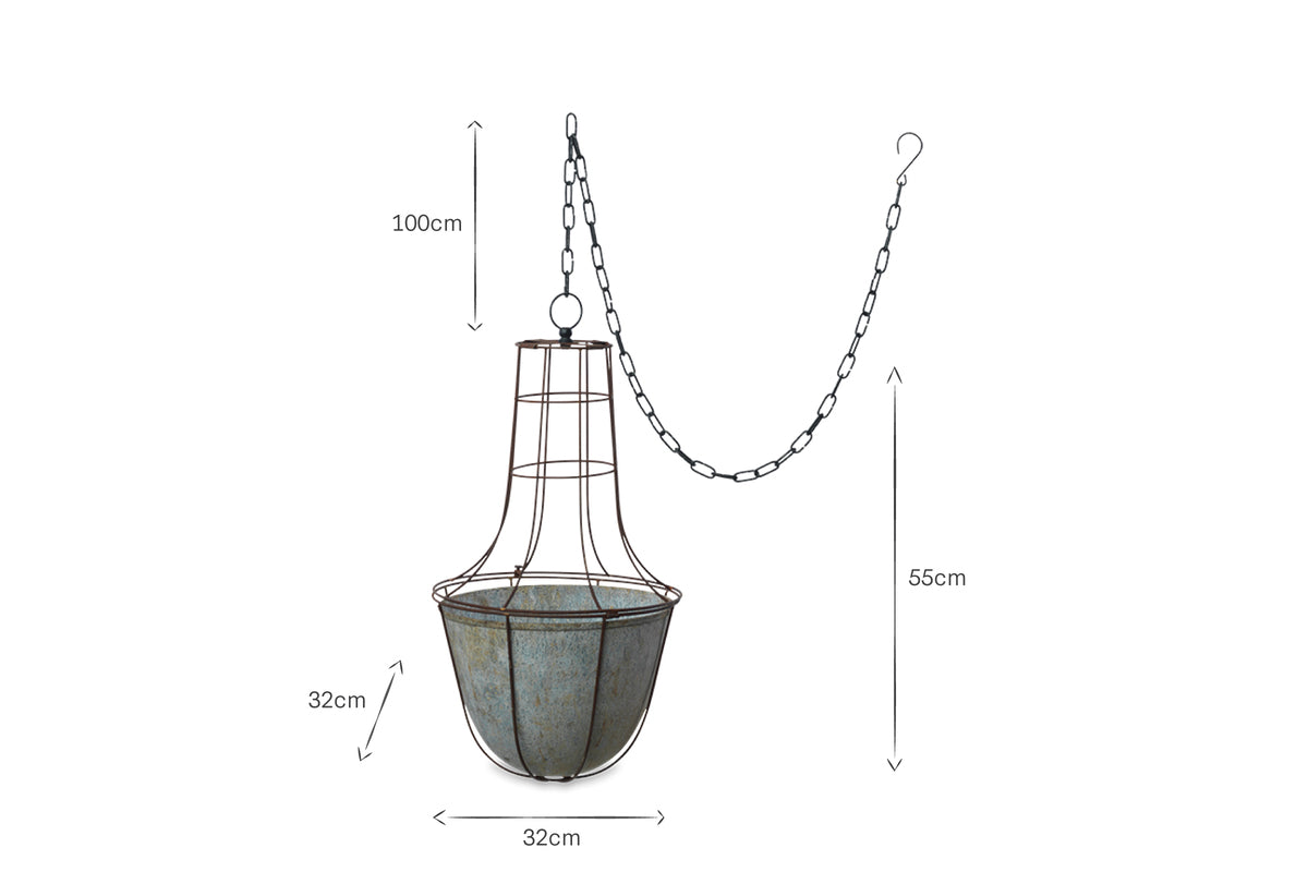 Abari Caged Hanging Planter-VASES & PLANTERS-Nkuku