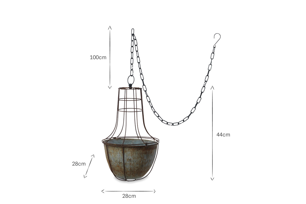 Abari Caged Hanging Planter-VASES & PLANTERS-Nkuku