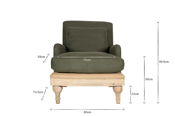 Abe Deconstructed Linen Armchair - Olive