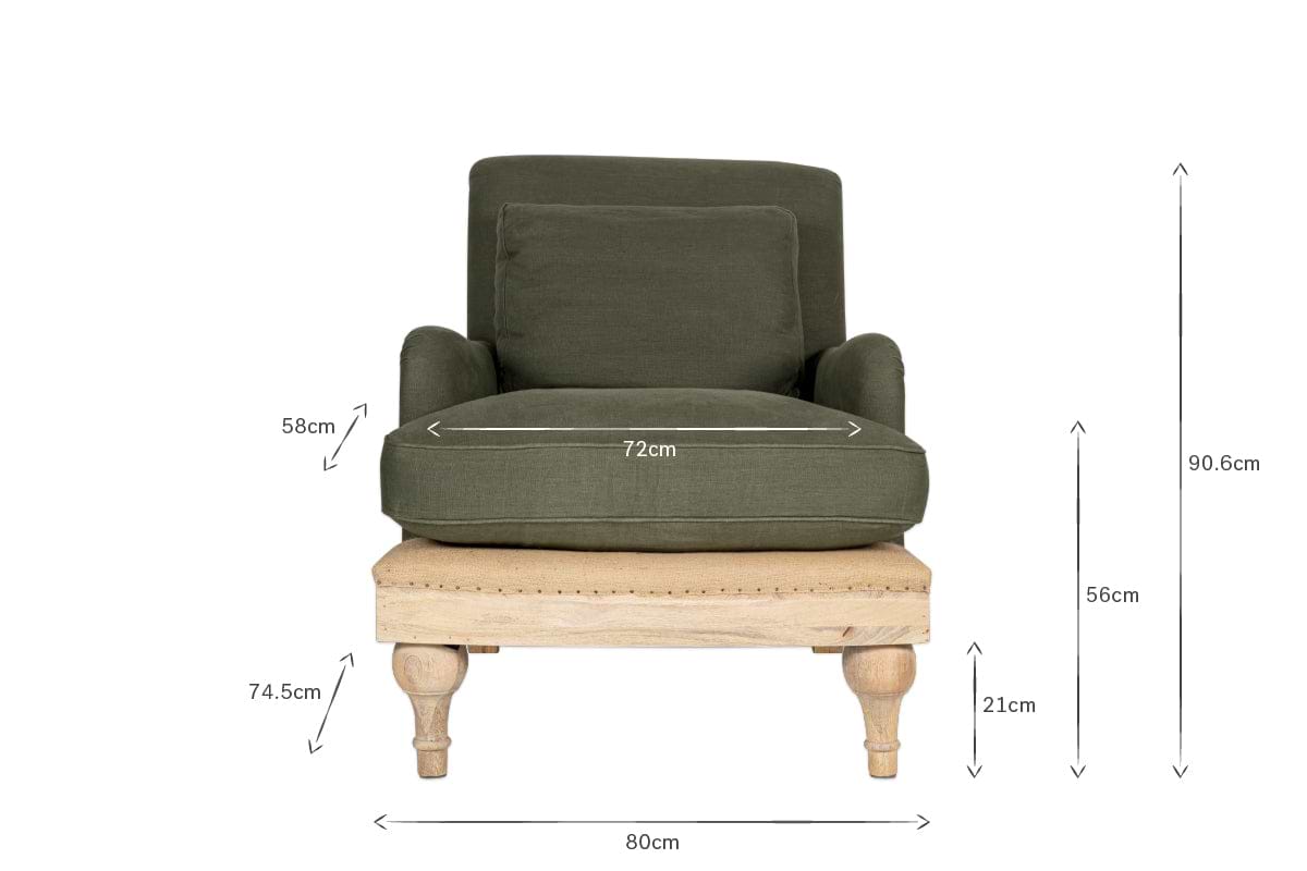 Abe Deconstructed Linen Armchair - Olive