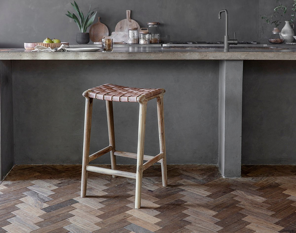 Adembi Woven Leather Counter Stool-SEATING-Nkuku