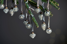 Adisa Bauble Jar - Antique Silver (Set of 16)-CHRISTMAS DECORATIONS-Nkuku