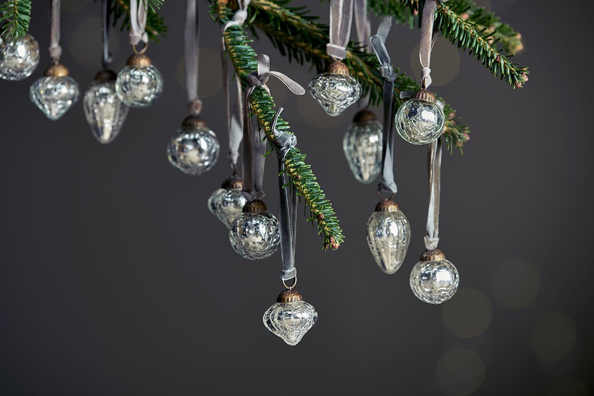 Adisa Bauble Jar - Antique Silver (Set of 16)-CHRISTMAS DECORATIONS-Nkuku