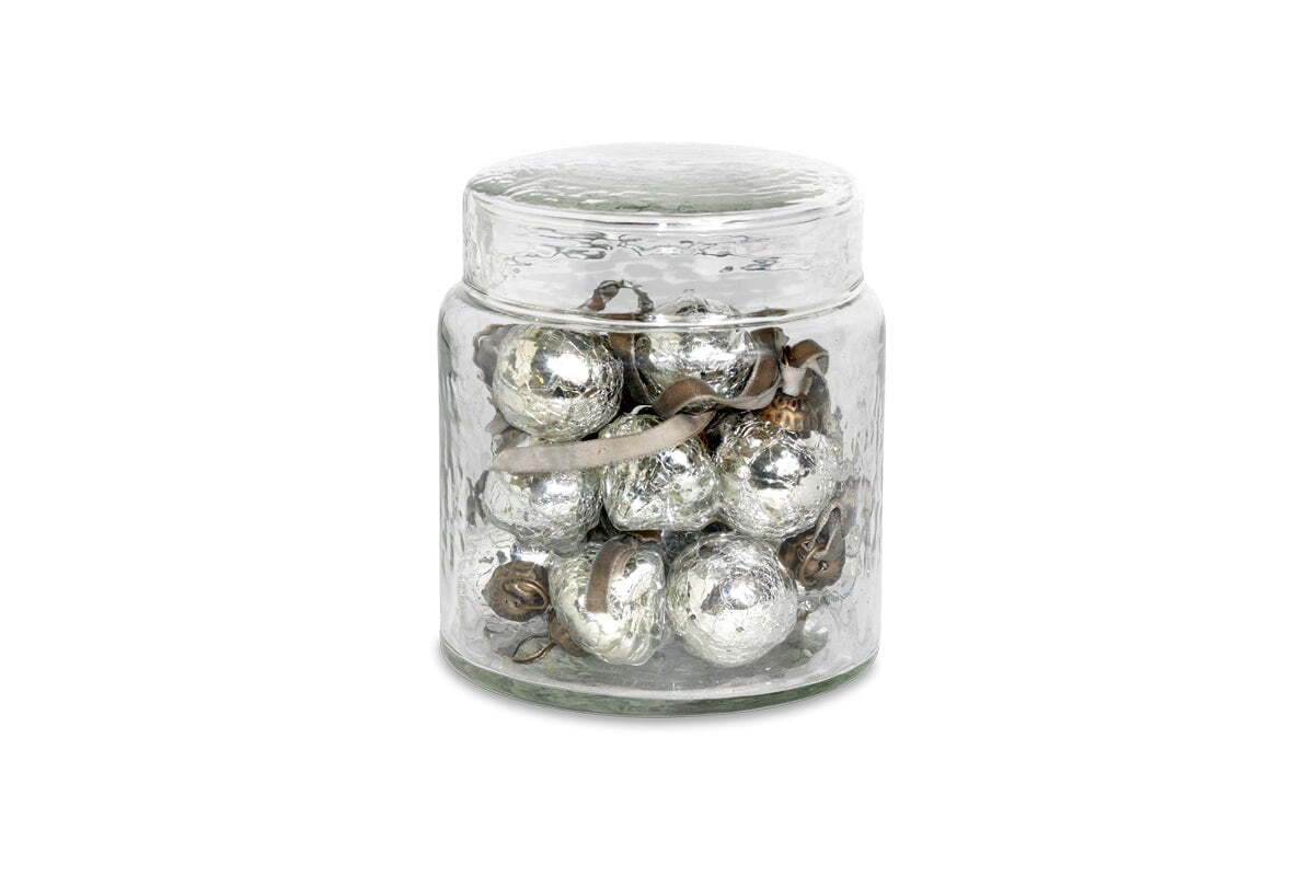 Adisa Bauble Jar - Antique Silver (Set of 16)-CHRISTMAS DECORATIONS-Nkuku