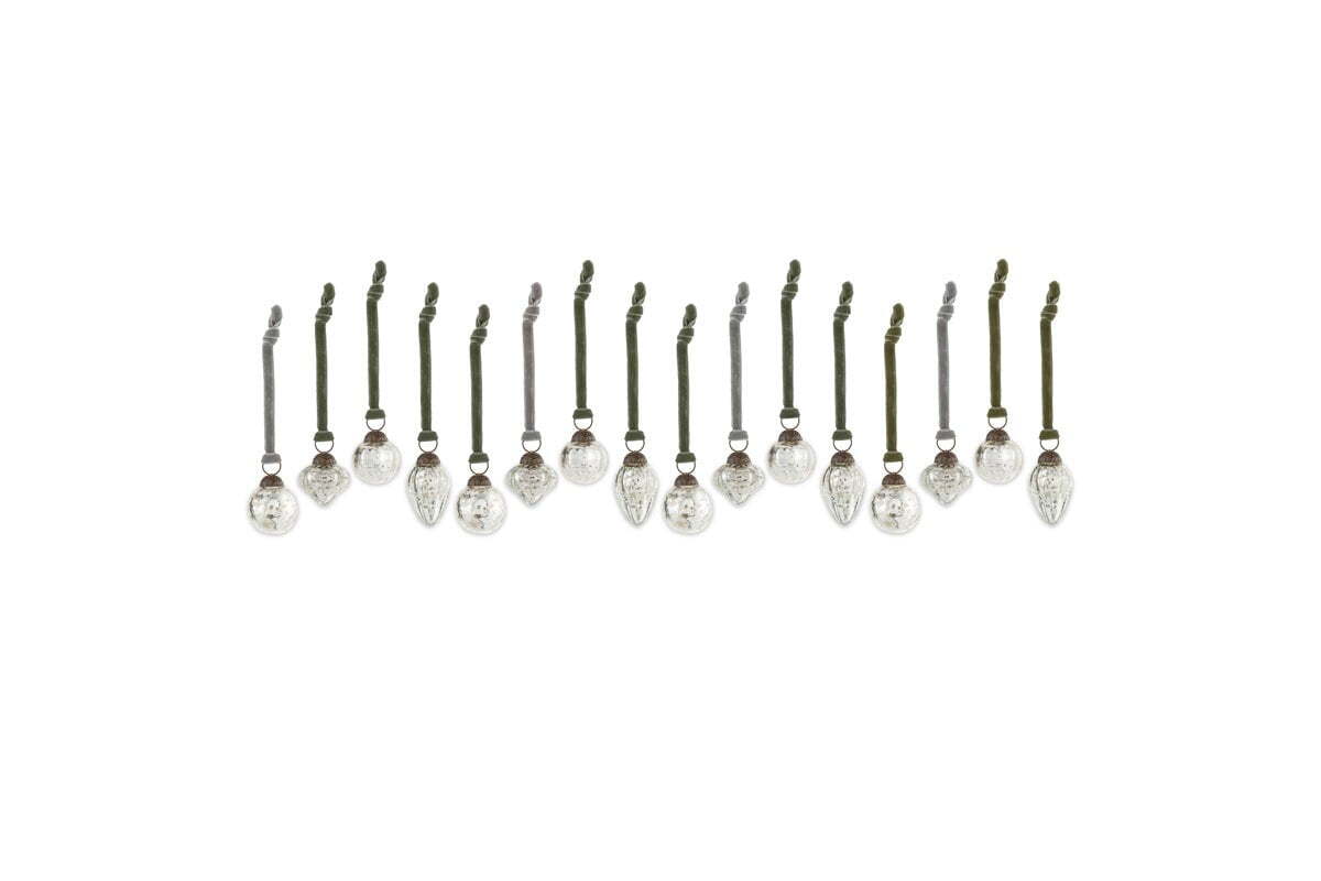 Adisa Bauble Jar - Antique Silver (Set of 16)-CHRISTMAS DECORATIONS-Nkuku