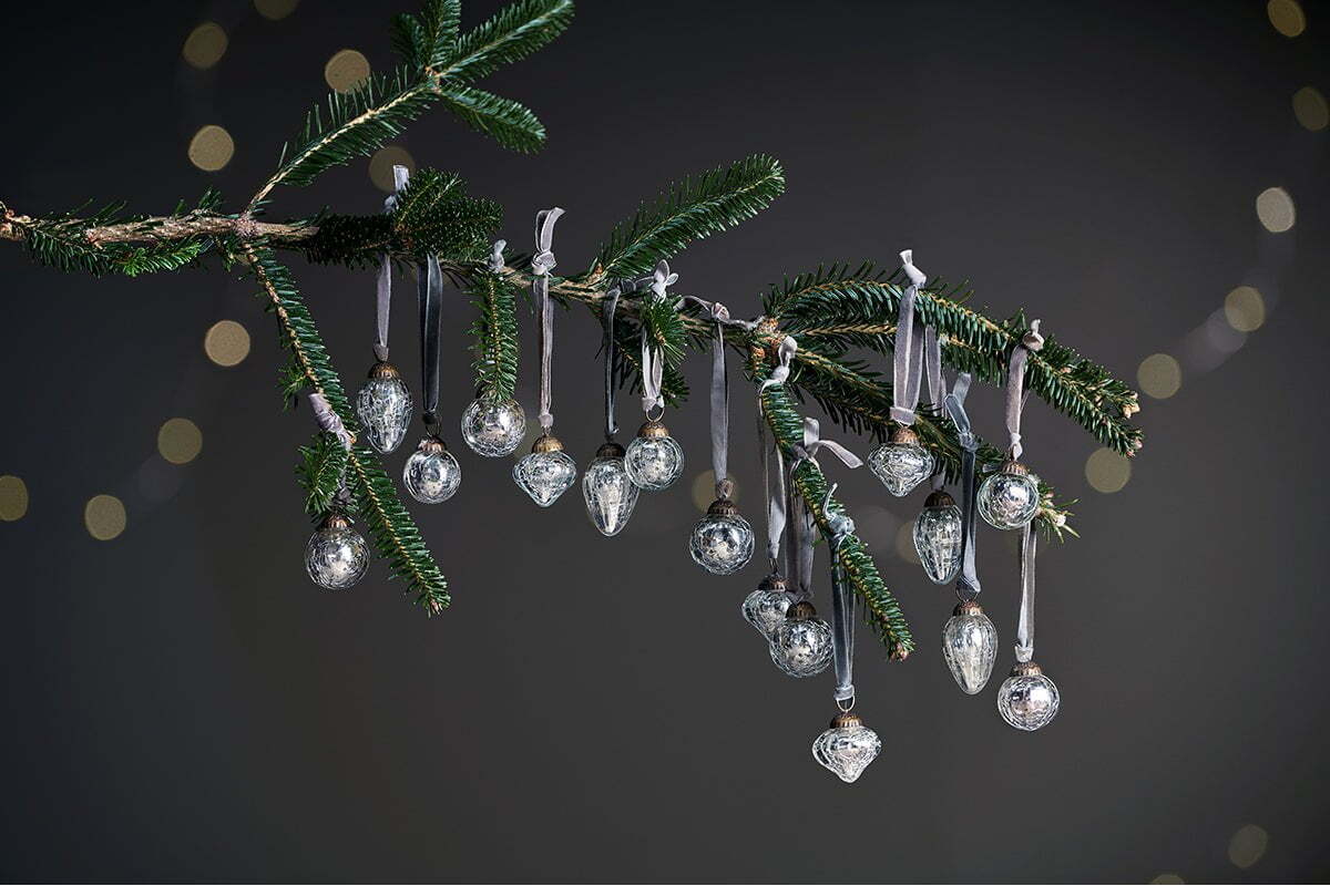 Adisa Bauble Jar - Antique Silver (Set of 16)-CHRISTMAS DECORATIONS-Nkuku