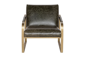 Adra Leather & Brass Occasional Chair - Moss Green
