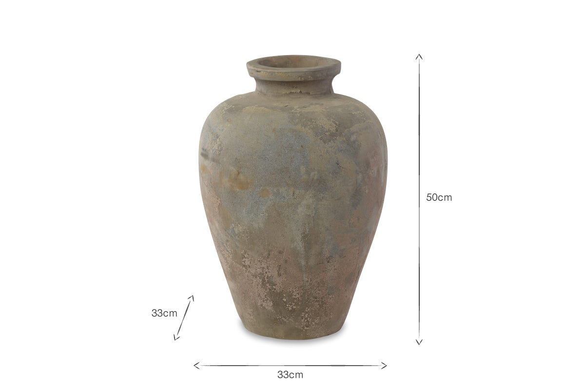 Affiti Clay Tapered Pot - Small-VASES & PLANTERS-Nkuku
