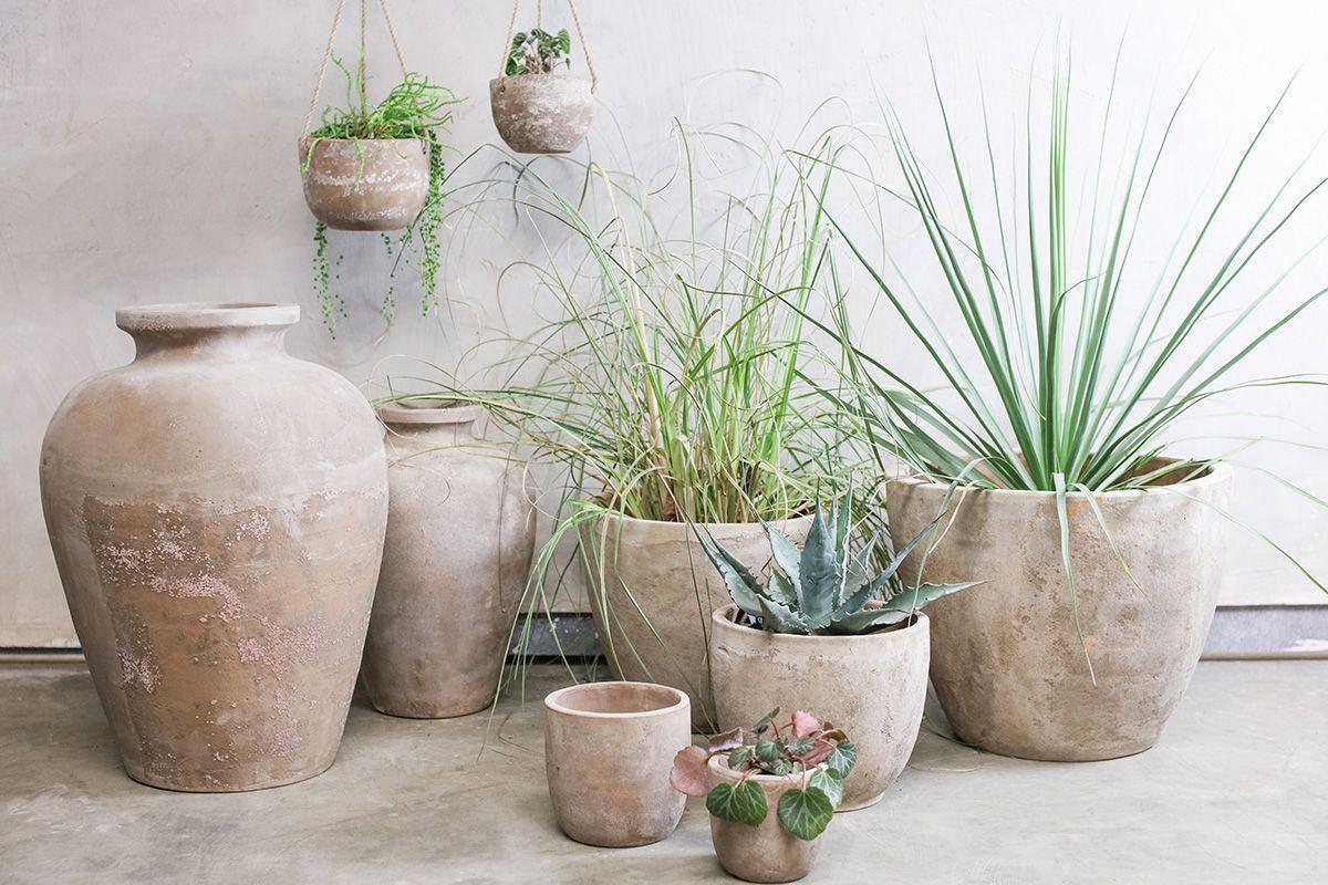 Affiti Clay Tapered Pot - Small-VASES & PLANTERS-Nkuku