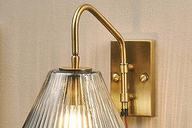 Akoli Glass Wall Lamp - Clear & Antique Brass