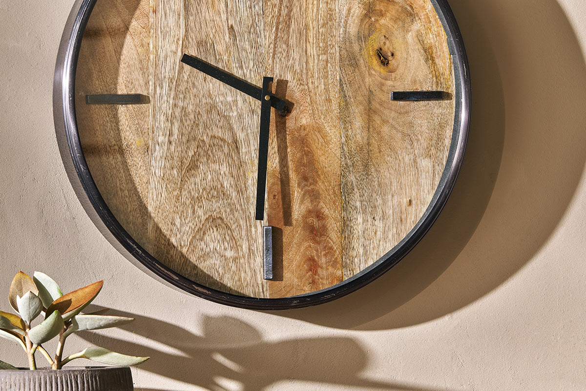 Alomi Mango Wood Clock-nkuku