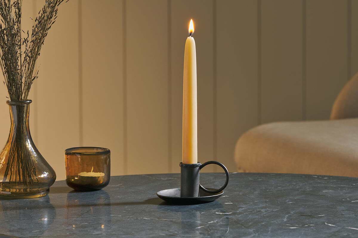 Amri Iron Candlestick - Antique Black-CANDLES HOLDERS & LANTERNS-Nkuku