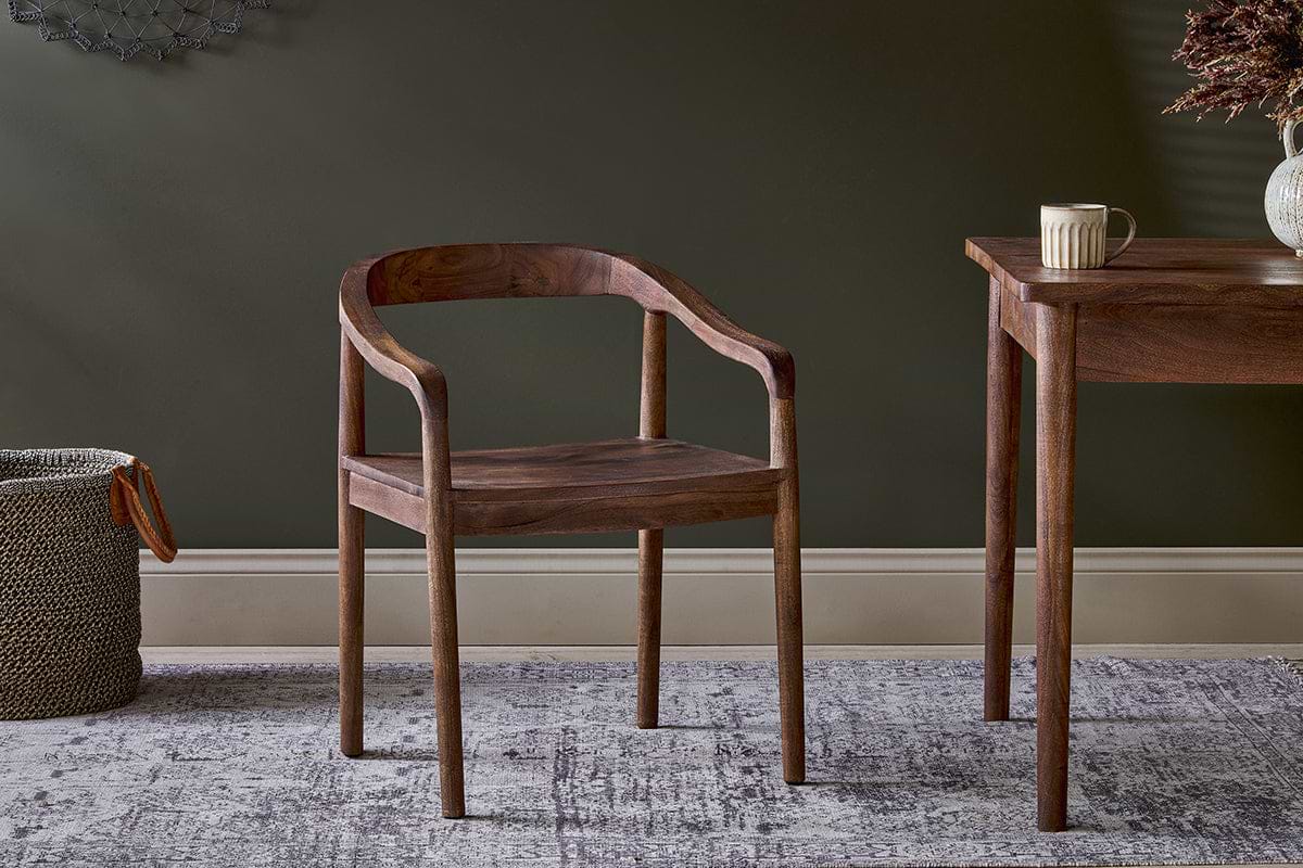Anbu Acacia Dining Chair - Washed Walnut-SEATING-Nkuku
