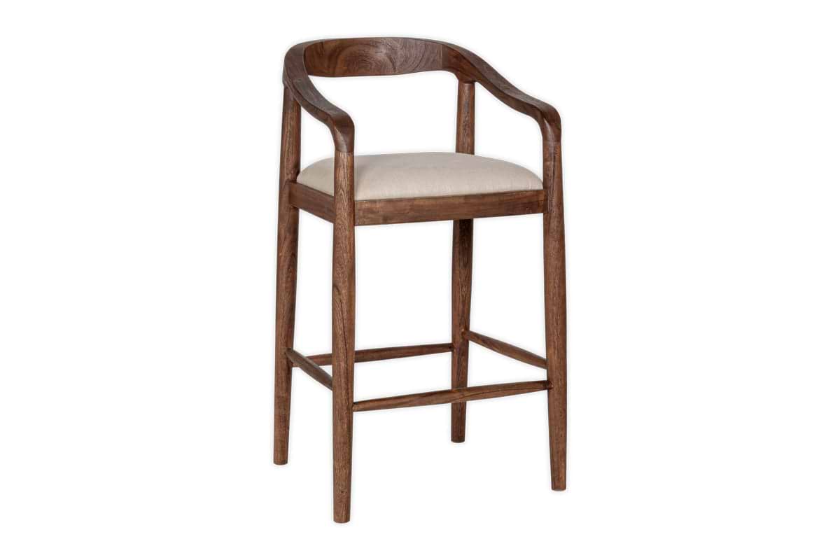 Anbu Acacia Upholstered Counter Chair - Washed Walnut