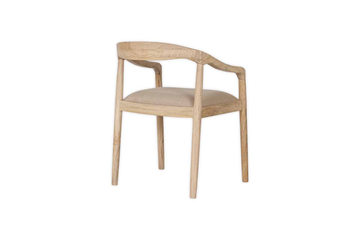 Anbu Mango Wood Upholstered Dining Chair - Natural