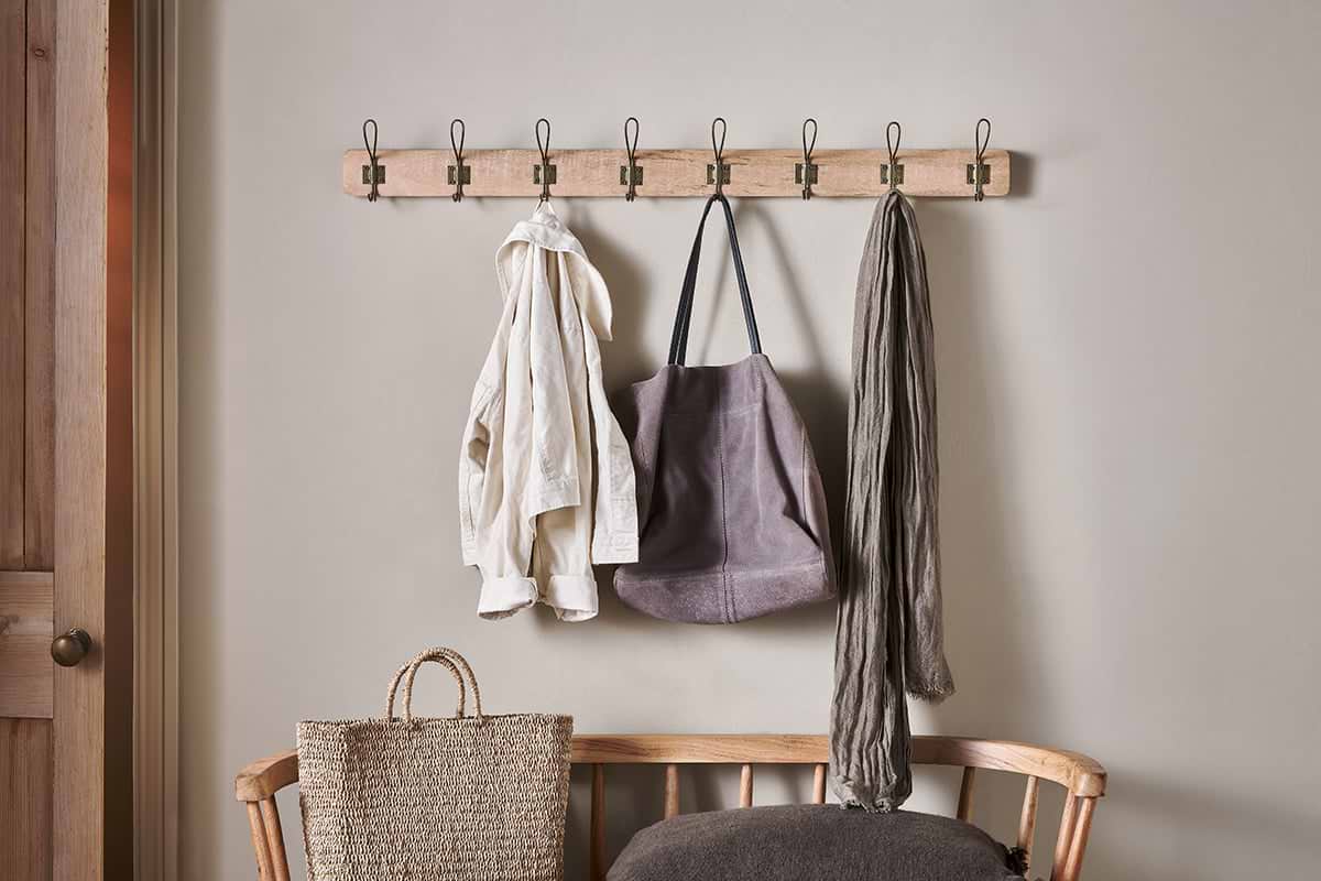 Ankita Mango Wood & Iron Hooks - Natural & Antique Brass - Large-STORAGE-Nkuku