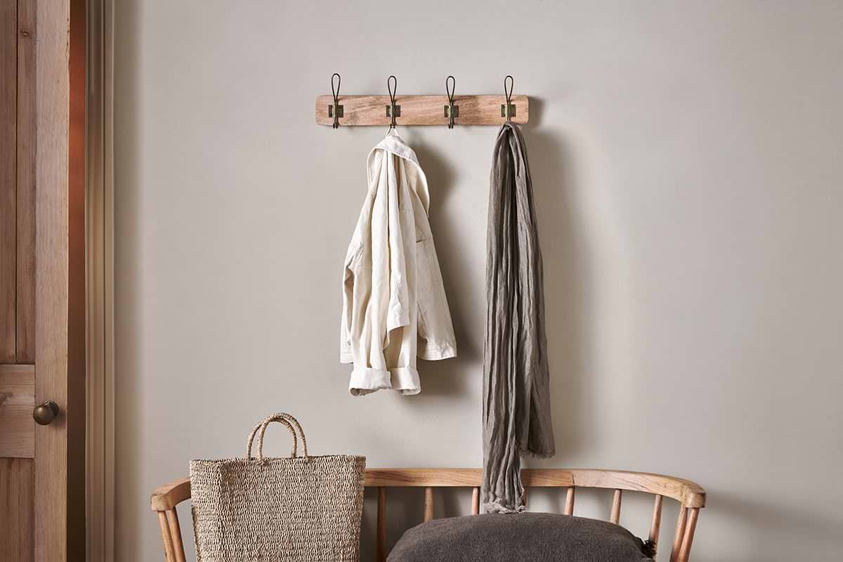 Ankita Mango Wood & Iron Hooks - Natural & Antique Brass - Small-STORAGE-Nkuku