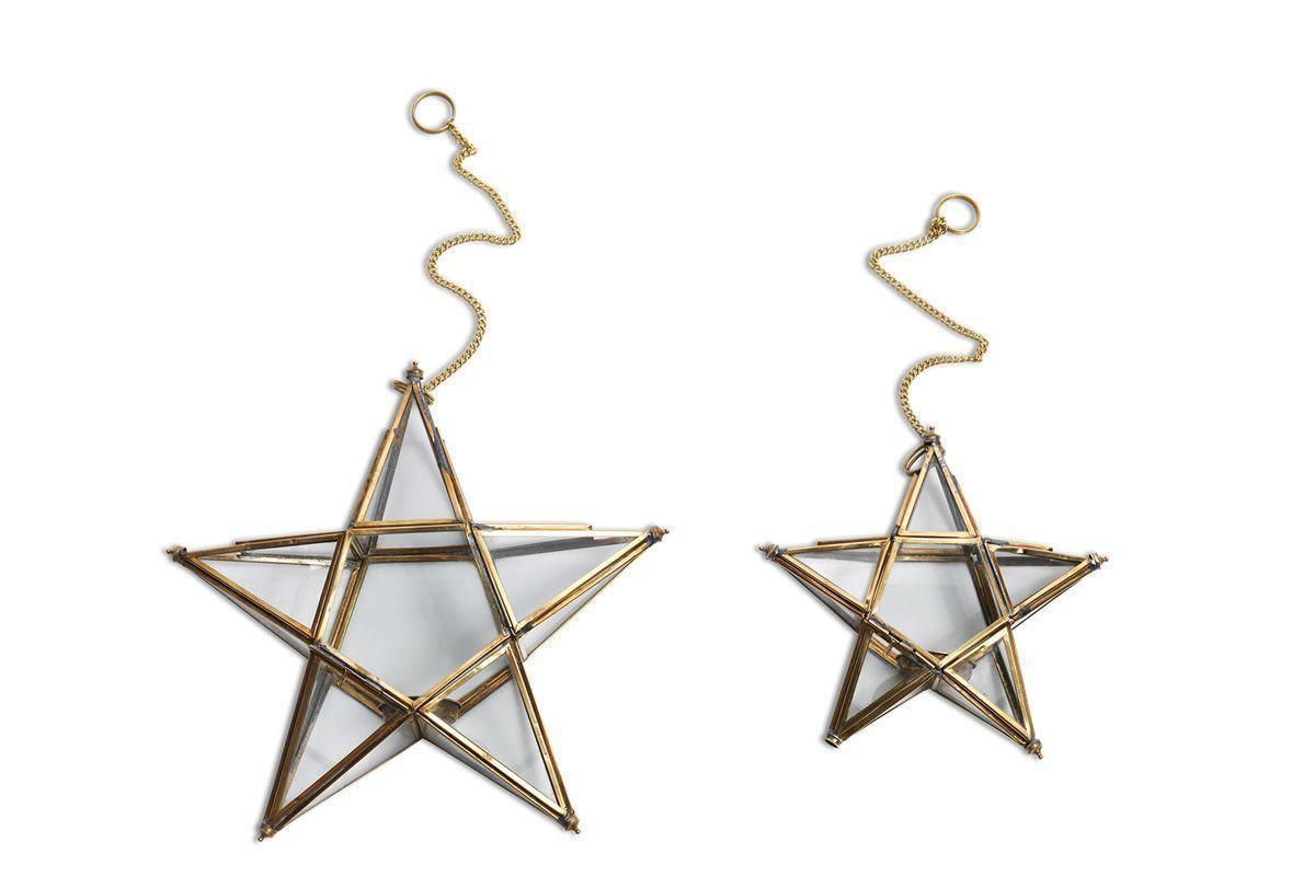 Antique Brass Glass Star-CHRISTMAS DECORATIONS-Nkuku