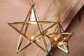 Antique Brass Glass Star-CHRISTMAS DECORATIONS-Nkuku