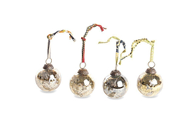 Antique Gold Baubles (Set of 4)-CHRISTMAS DECORATIONS-Nkuku