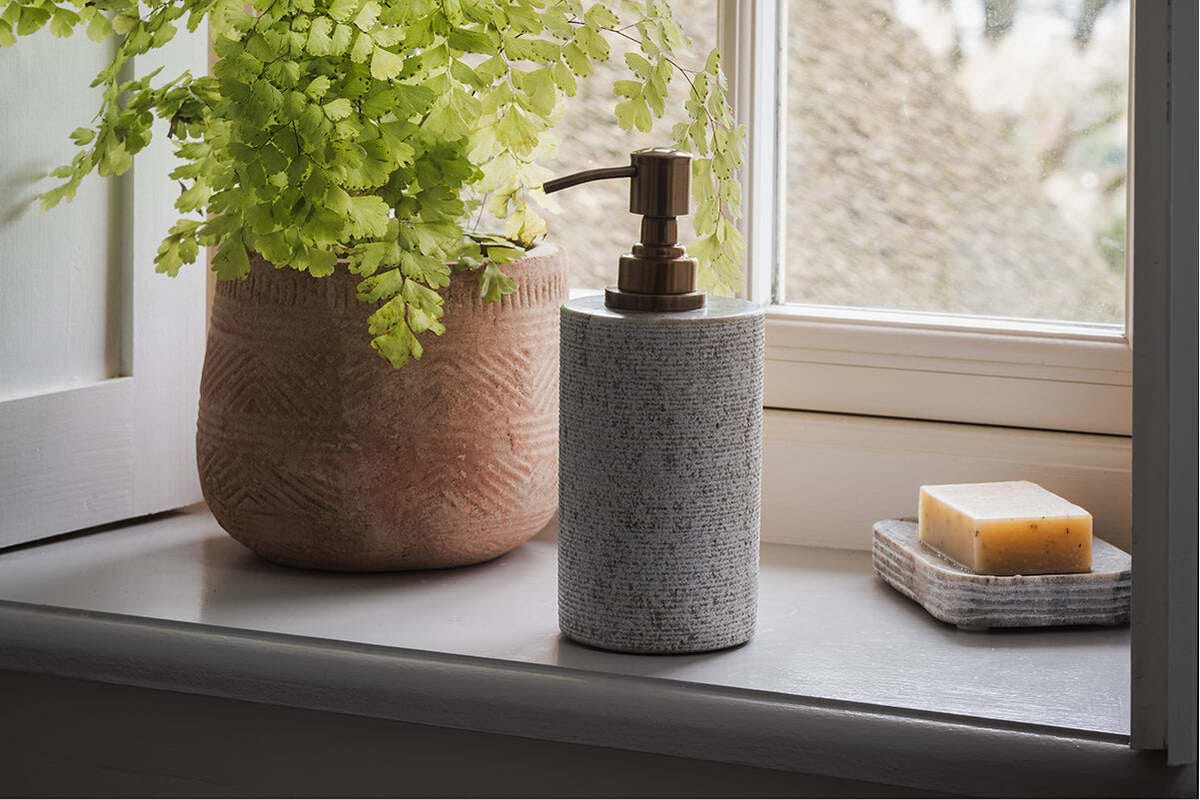 Asana Marble Soap Pump - Grey-BATHROOM-Nkuku
