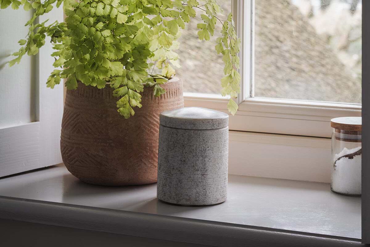 Asana Marble Storage Jar - Grey-BATHROOM-Nkuku