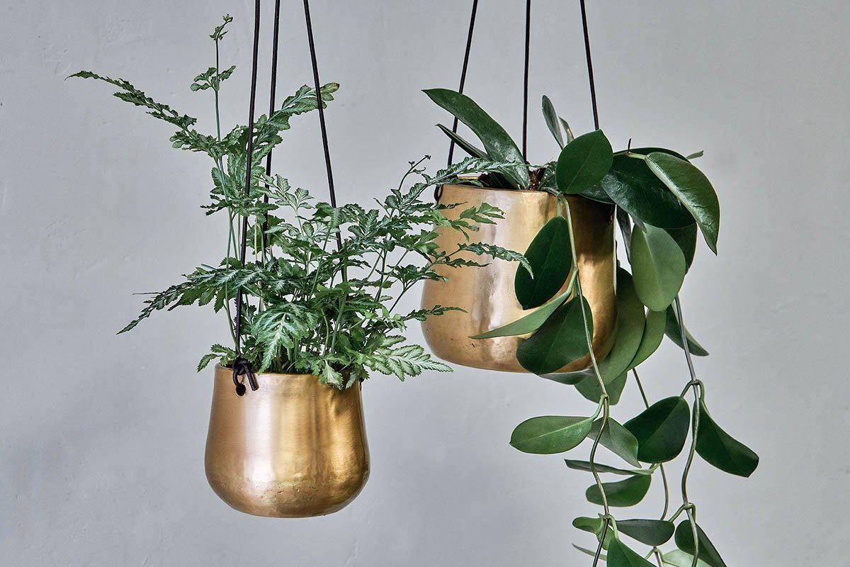 Atsu Brass Hanging Planter-VASES & PLANTERS-Nkuku