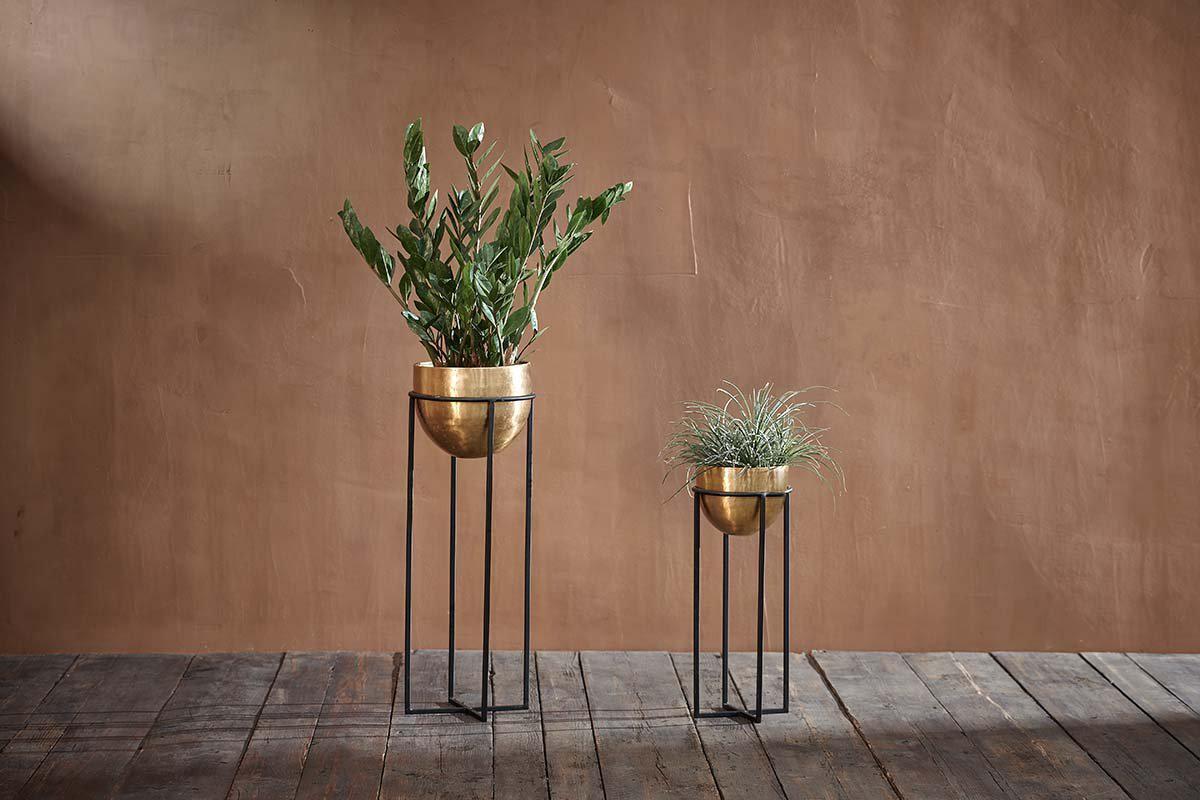 Atsu Brass Planter Stand-VASES & PLANTERS-Nkuku
