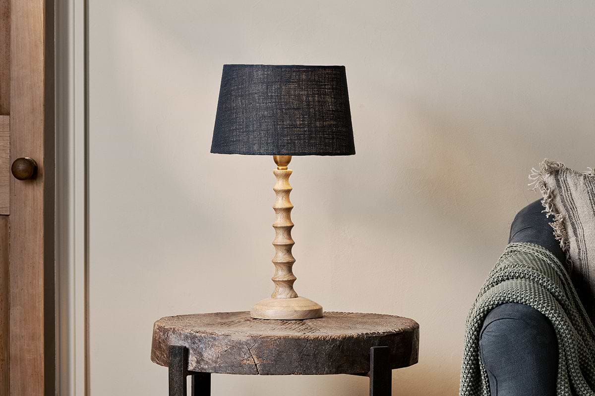 Avisa Mango Wood Bedside Table Lamp-LAMPS-Nkuku