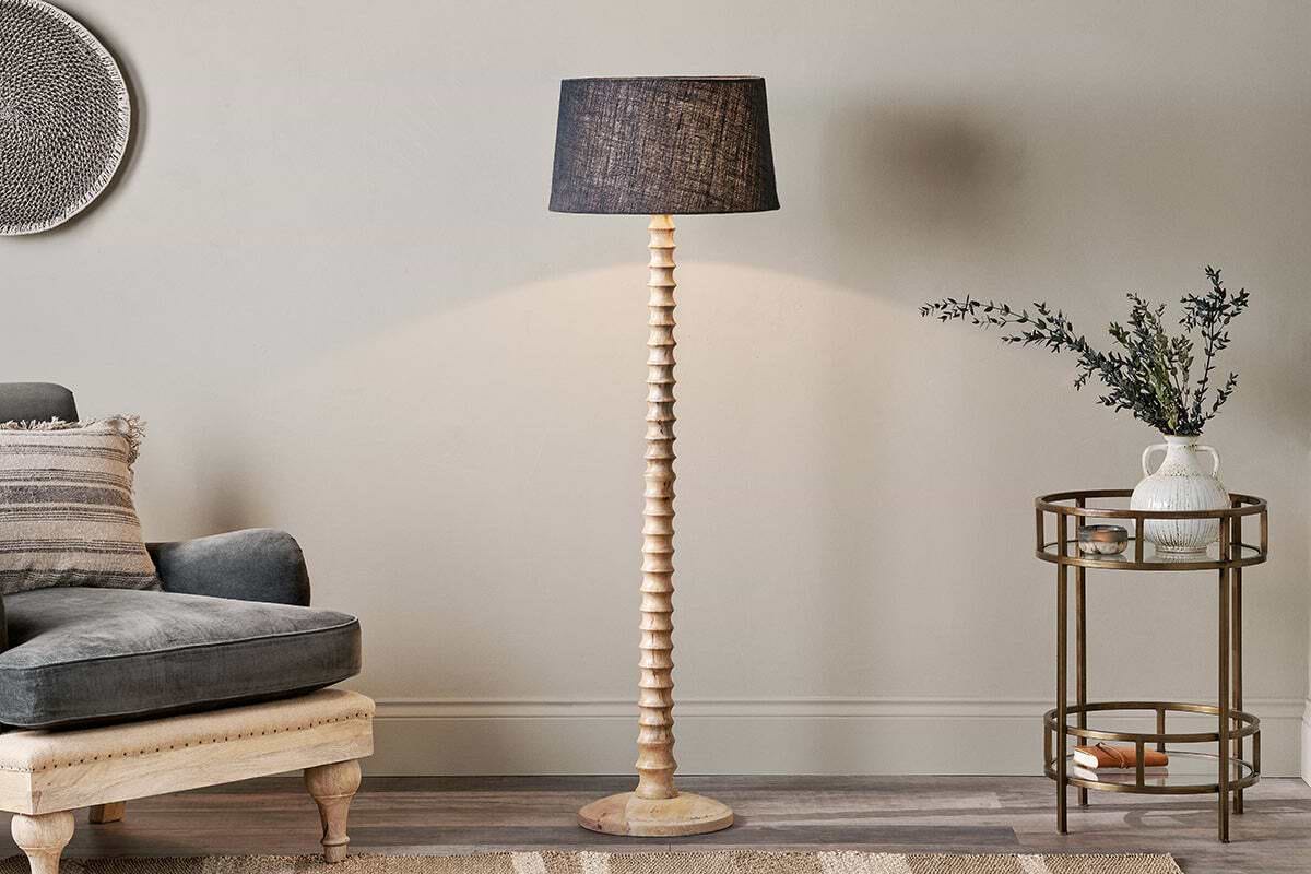 Avisa Mango Wood Floor Lamp-LAMPS-Nkuku