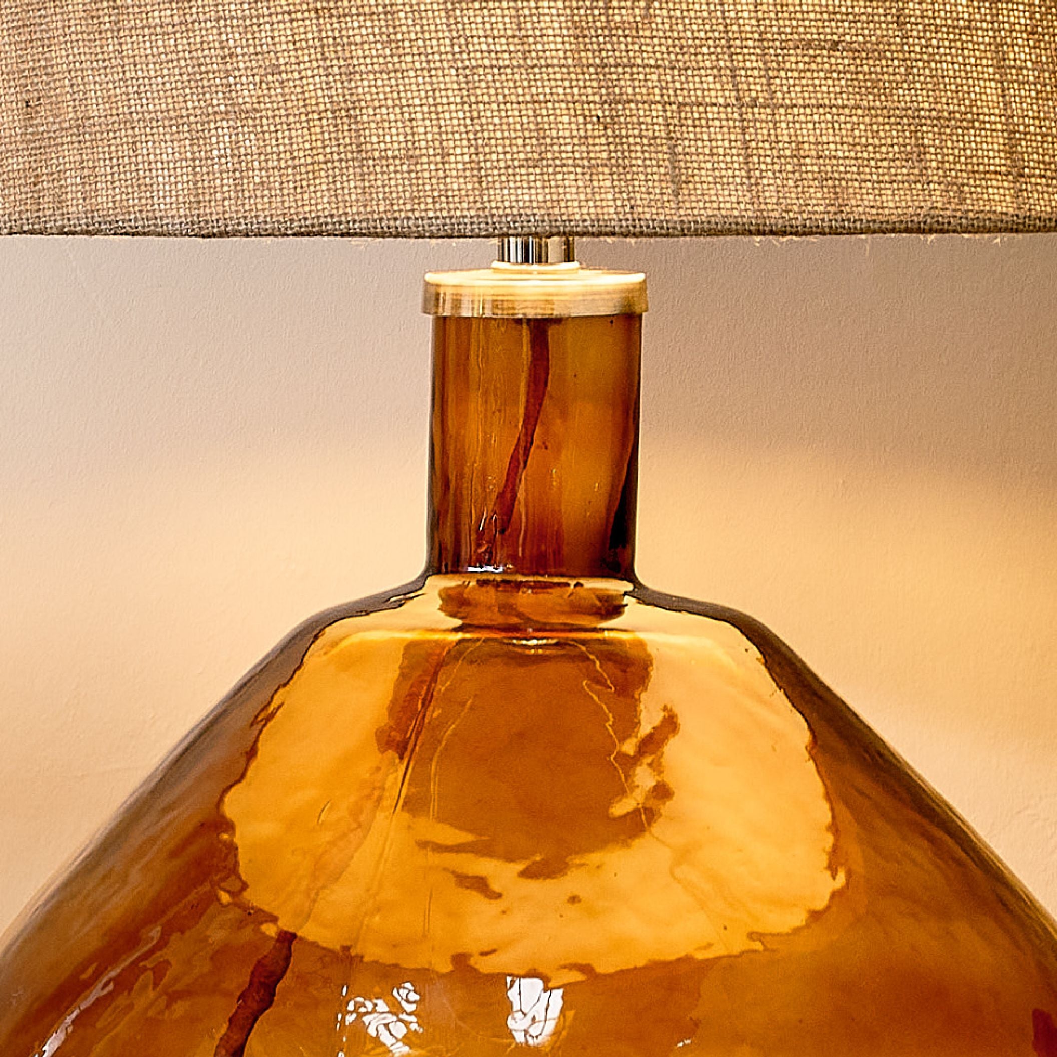 Baba Recycled Glass Lamp - Burnt Amber - Large Wide – Nkuku