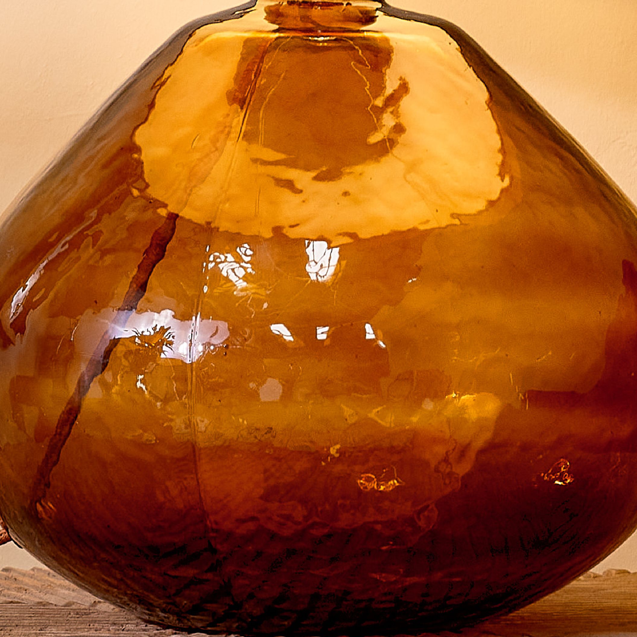 Baba Recycled Glass Lamp - Burnt Amber - Large Wide – Nkuku