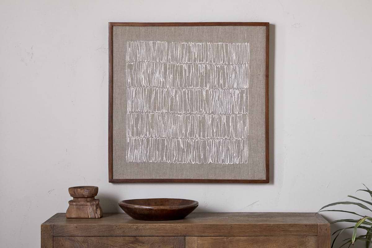 Birala Hand Stitched Wall Art - Natural-DECORATIVE ACCESSORIES-Nkuku