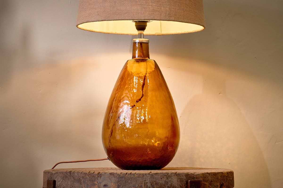 Baba Recycled Glass Lamp - Burnt Amber - Large Tall