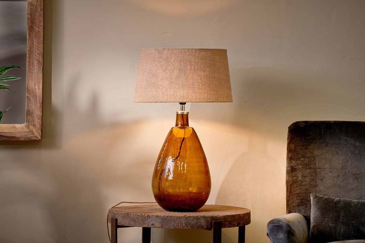 Baba Recycled Glass Lamp - Burnt Amber - Large Tall-LAMPS-Nkuku