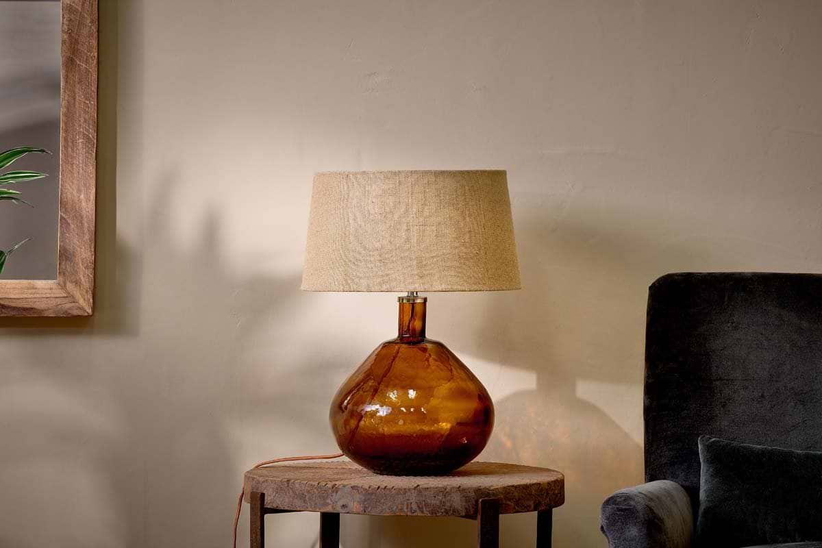 Baba Recycled Glass Lamp - Burnt Amber - Large Wide