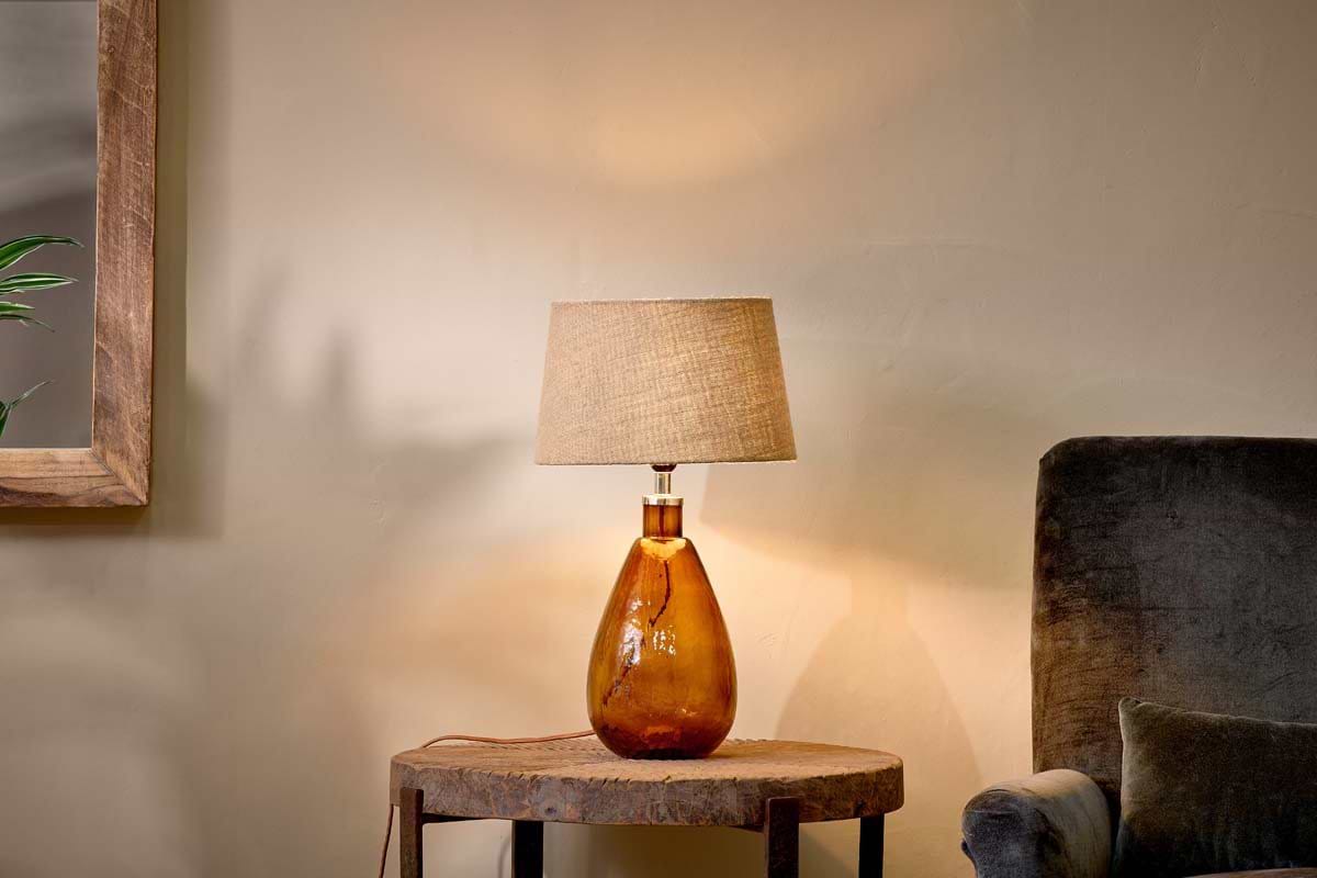 Baba Recycled Glass Lamp - Burnt Amber - Small Tall-LAMPS-Nkuku