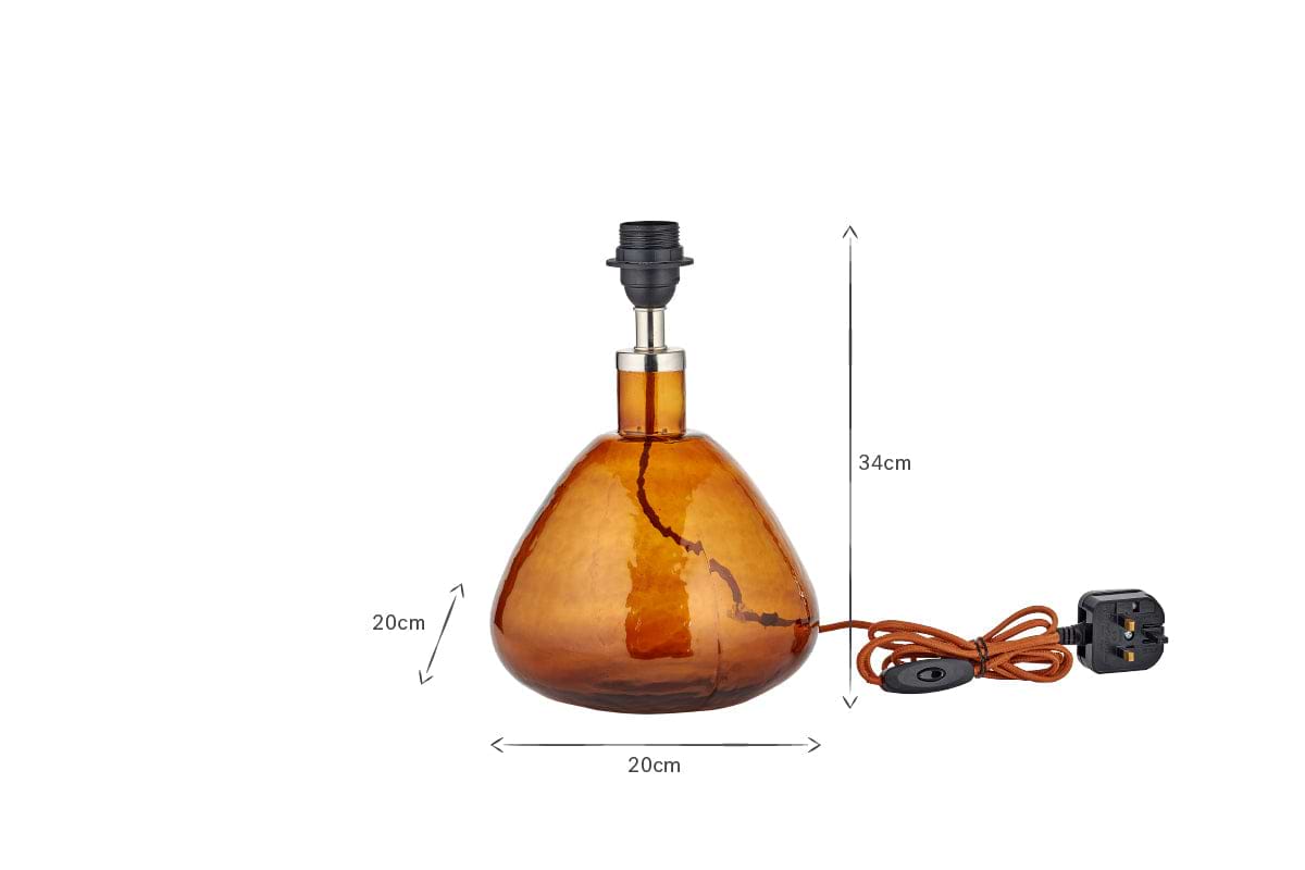 Baba Recycled Glass Lamp - Burnt Amber - Small Wide – Nkuku